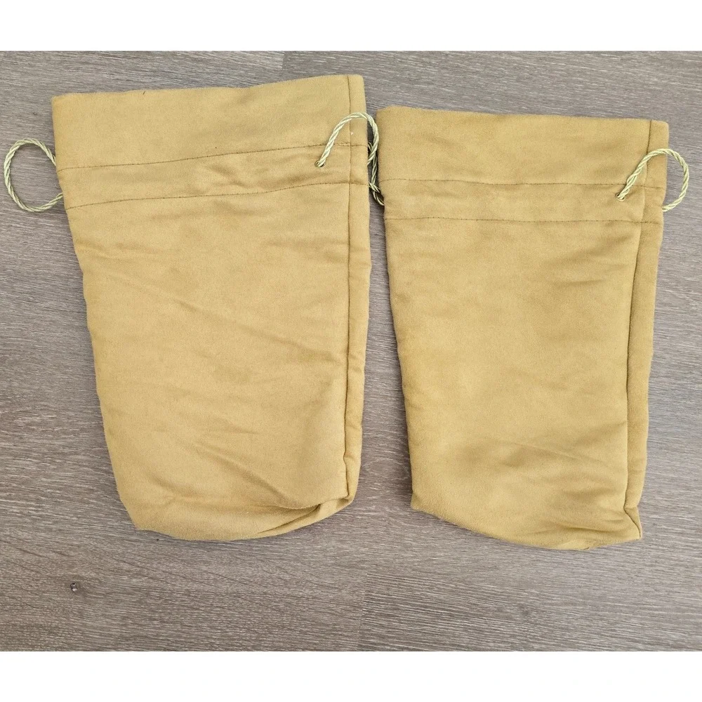 Lot of 2 Tan Faux Suede Drawstring Dust Bags Crown‎ Royale 7.5x12